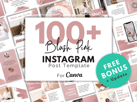 Blush Pink Beauty Instagram Template Graphics Review