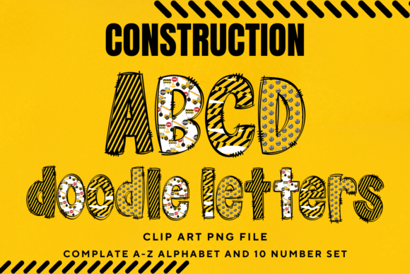 Construction Doodle Alphabet Letters PNG Review for Graphics and Illustrations