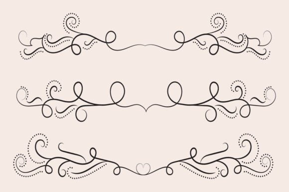 Curly Flourishes Line Swirl Ornaments for Graphics