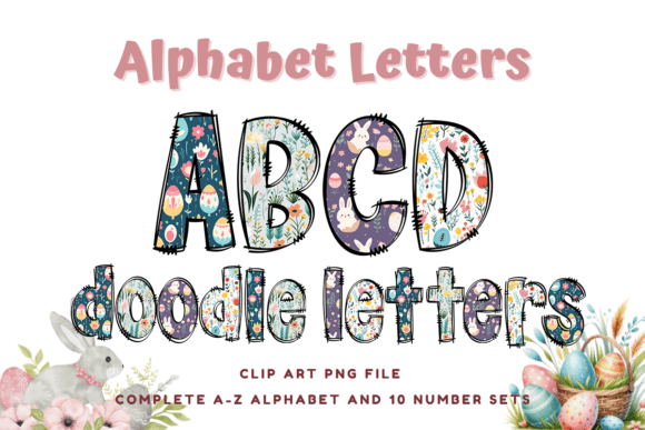 Easter Day Doodle Alphabet Bunny Letters