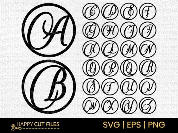 Font Alphabet Monogram Circle Frame Svg for Graphics and Crafts