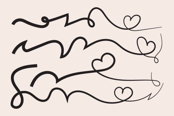 Hearts Text Tails Highlight Underline Graphics for Decorative Elements