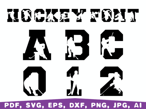 Hockey Font Svg, Hockey Svg, Ice Hockey Graphics and Illustrations