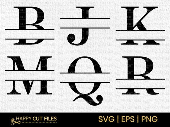 Monogram Split Font Alphabet a-Z Svg for Graphics and Crafts