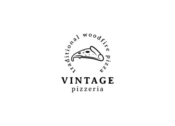 Slice Pizza Vintage Logo Design for Graphics and Logos