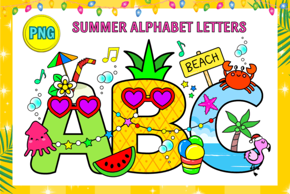 Summer Alphabet Letters Sublimation: A Graphic Design Asset for Crafts