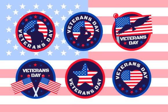Veterans Day Badges Set: Essential Graphics for Seasonal Illustrations