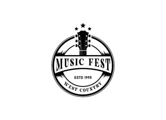 Vintage Guitar Music Festival Logo for Graphics and Logos